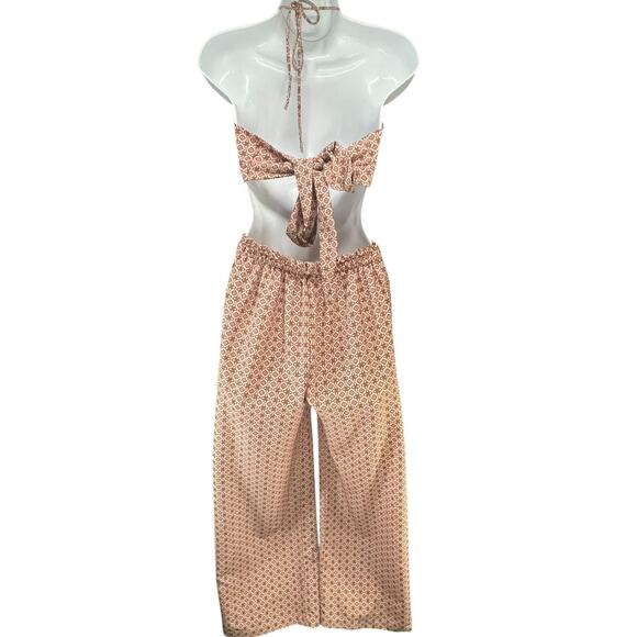 Sur La Cote Belinda Jumpsuit Womens XS Pink Soleil Geometric Halter Boho Beach - Picture 7 of 11